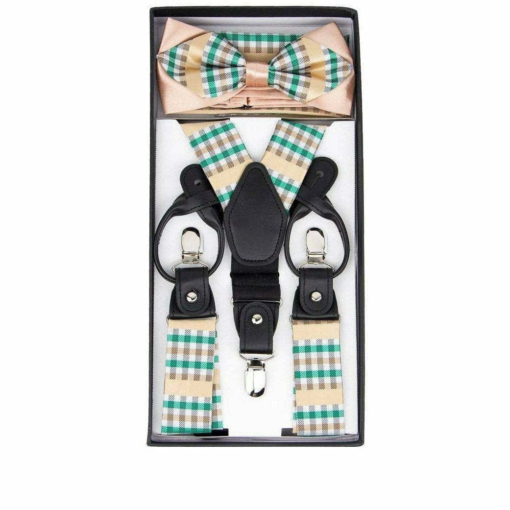 Vittorio Farina Men's Paisley Clip End Suspender with Silver Hardware in Gift Box: 70% Polyester & 30% Elastomer - Suits You Sir - Brown - 
