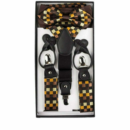 Vittorio Farina Men's Paisley Clip End Suspender with Silver Hardware in Gift Box: 70% Polyester & 30% Elastomer - Suits You Sir - Brown - 