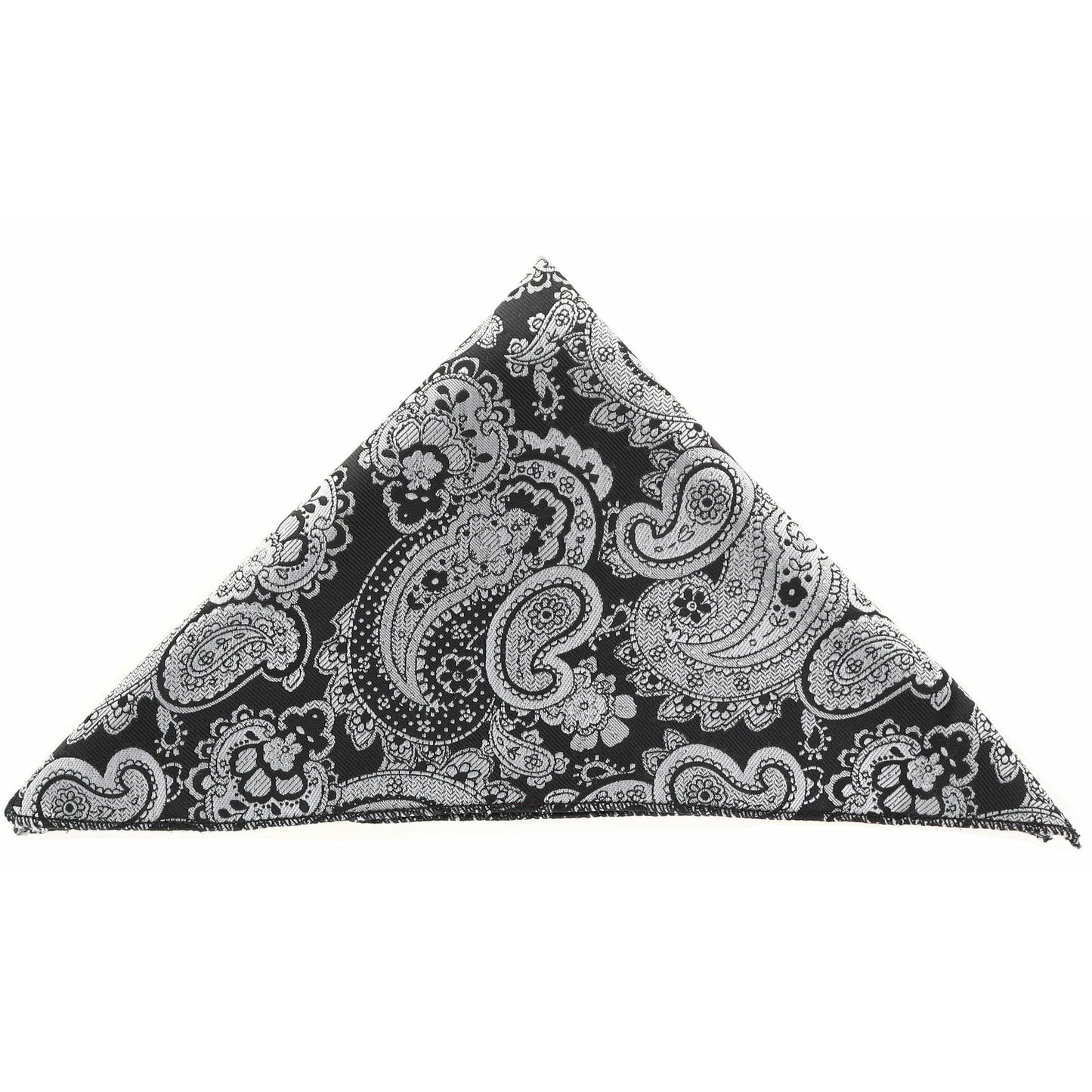 Vittorio Farina Men's Paisley Design Microfiber Pocket Square - Suits You Sir - Black and Gray Paisley - 