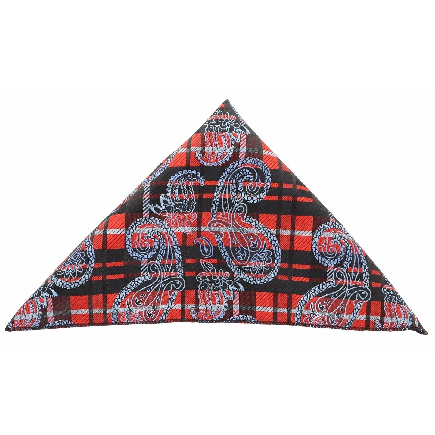 Vittorio Farina Men's Paisley Design Microfiber Pocket Square - Suits You Sir - Black and Red Paisley - 