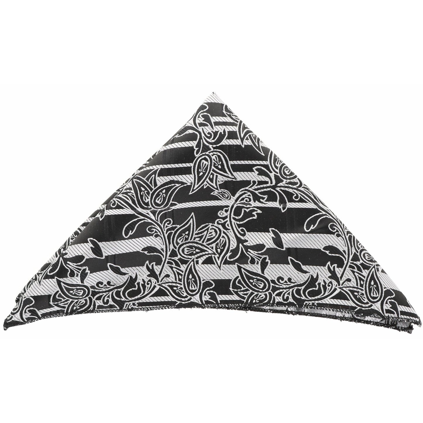 Vittorio Farina Men's Paisley Design Microfiber Pocket Square - Suits You Sir - Black and White Floral - 