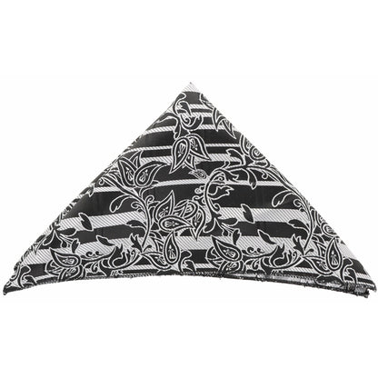 Vittorio Farina Men's Paisley Design Microfiber Pocket Square - Suits You Sir - Black and White Floral - 