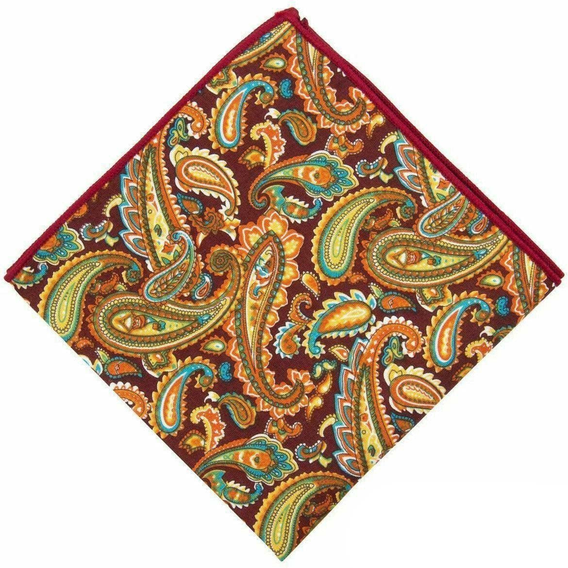 Vittorio Farina Men's Paisley Design Microfiber Pocket Square - Suits You Sir - Black Floral - 