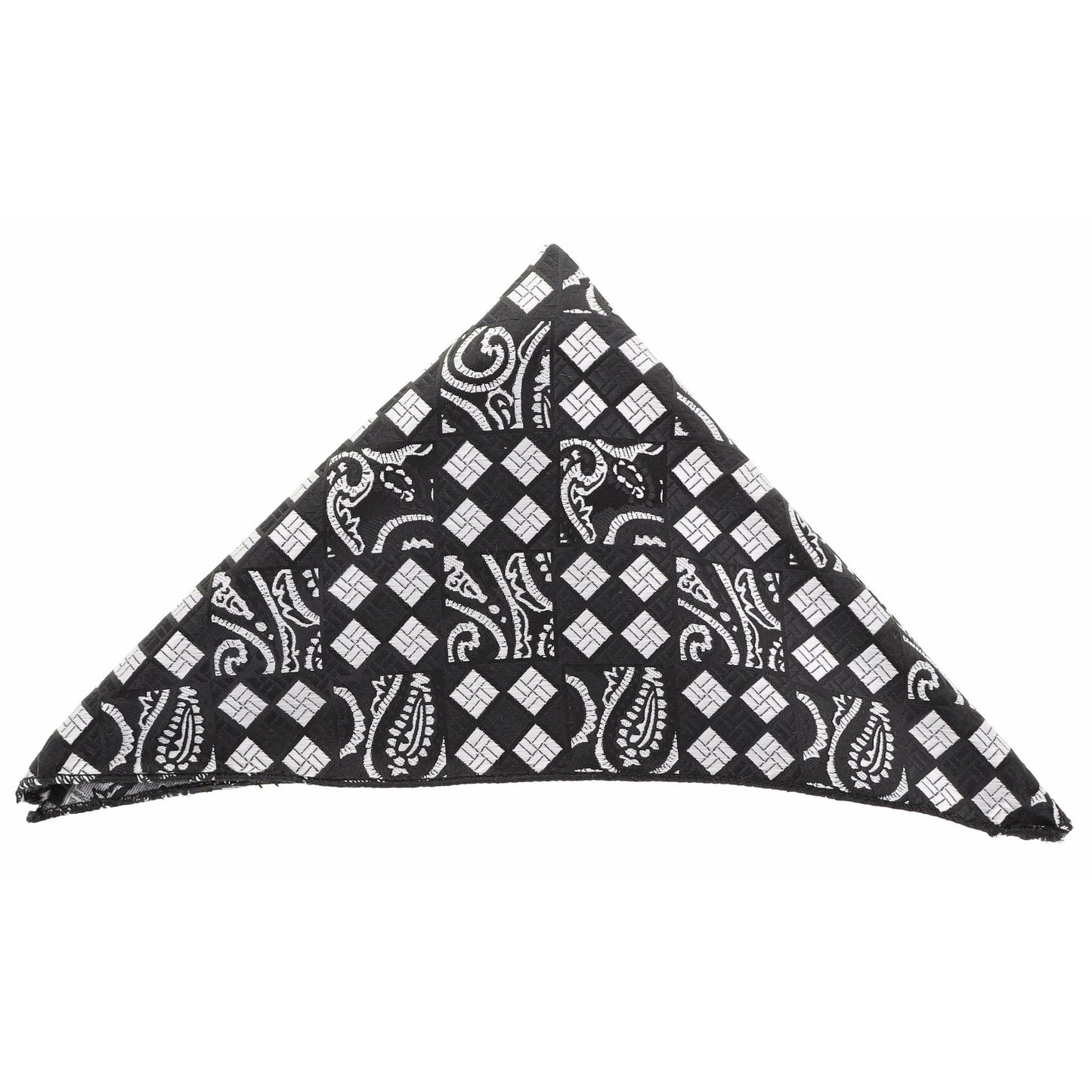 Vittorio Farina Men's Paisley Design Microfiber Pocket Square - Suits You Sir - Black Geometric - 