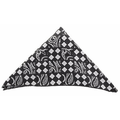 Vittorio Farina Men's Paisley Design Microfiber Pocket Square - Suits You Sir - Black Geometric - 