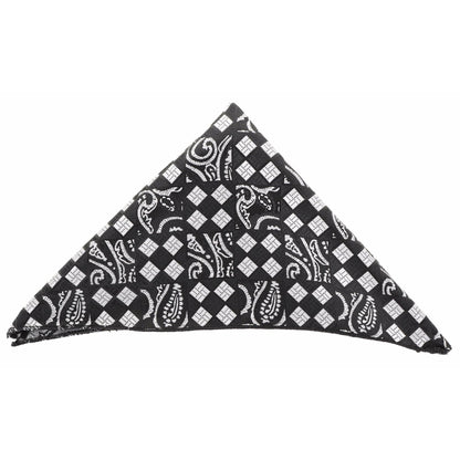 Vittorio Farina Men's Paisley Design Microfiber Pocket Square - Suits You Sir - Black Geometric - 