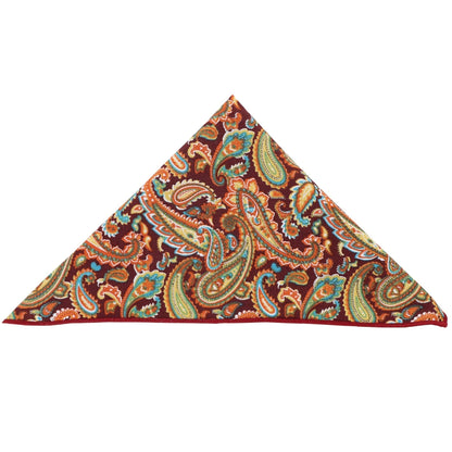 Vittorio Farina Men's Paisley Design Microfiber Pocket Square - Suits You Sir - Burgundy Paisley - 