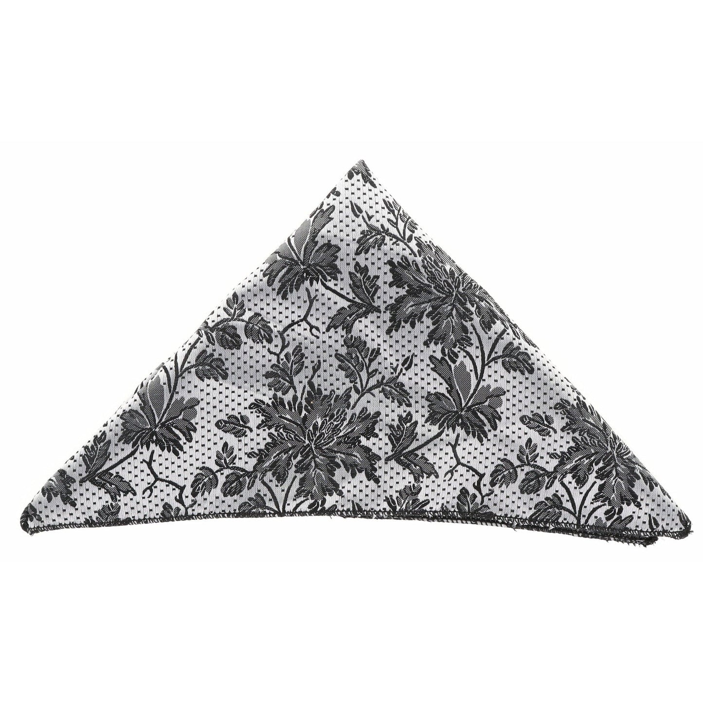 Vittorio Farina Men's Paisley Design Microfiber Pocket Square - Suits You Sir - Gray and White Floral - 