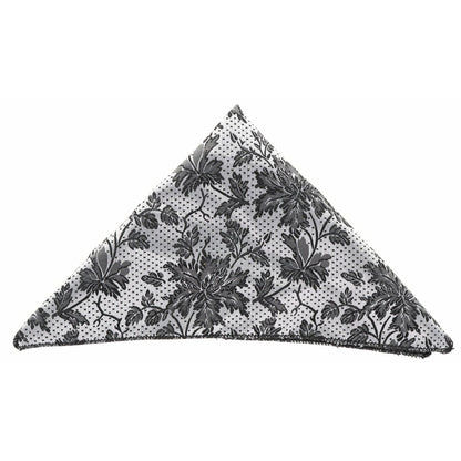 Vittorio Farina Men's Paisley Design Microfiber Pocket Square - Suits You Sir - Gray and White Floral - 
