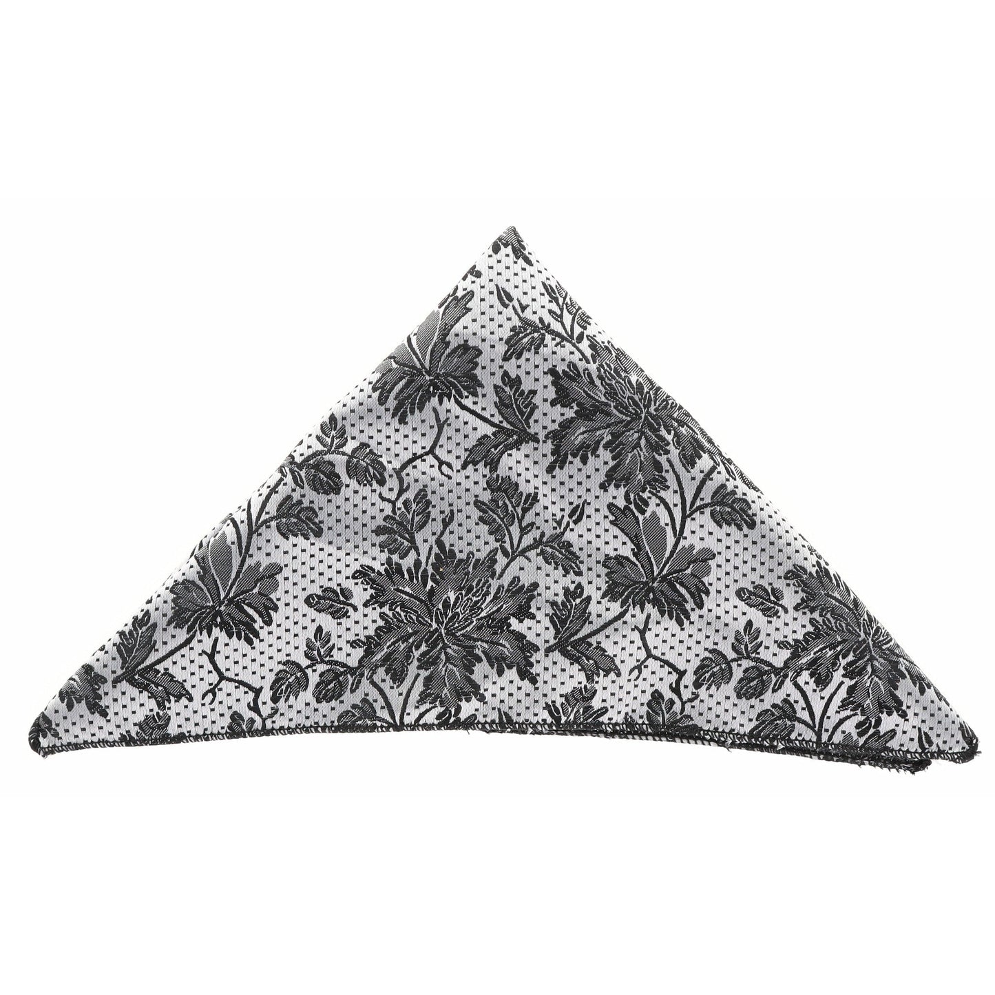 Vittorio Farina Men's Paisley Design Microfiber Pocket Square - Suits You Sir - Gray and White Floral - 