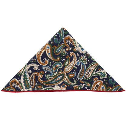 Vittorio Farina Men's Paisley Design Microfiber Pocket Square - Suits You Sir - Navy Blue Paisley - 