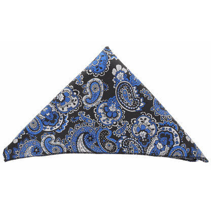 Vittorio Farina Men's Paisley Design Microfiber Pocket Square - Suits You Sir - Royal Blue Paisley - 