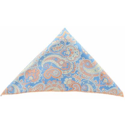 Vittorio Farina Men's Paisley Design Microfiber Pocket Square - Suits You Sir - Sky Blue and White Paisley - 