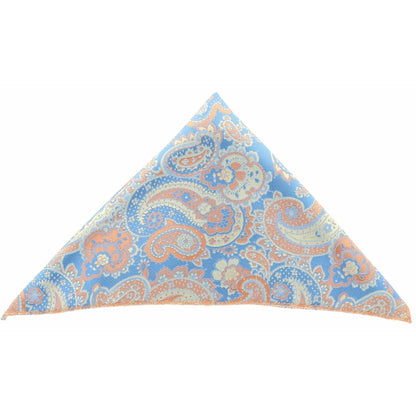 Vittorio Farina Men's Paisley Design Microfiber Pocket Square - Suits You Sir - Sky Blue and White Paisley - 
