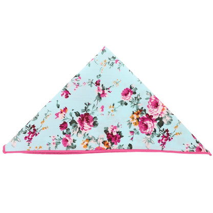 Vittorio Farina Men's Paisley Design Microfiber Pocket Square - Suits You Sir - Sky Blue Floral - 
