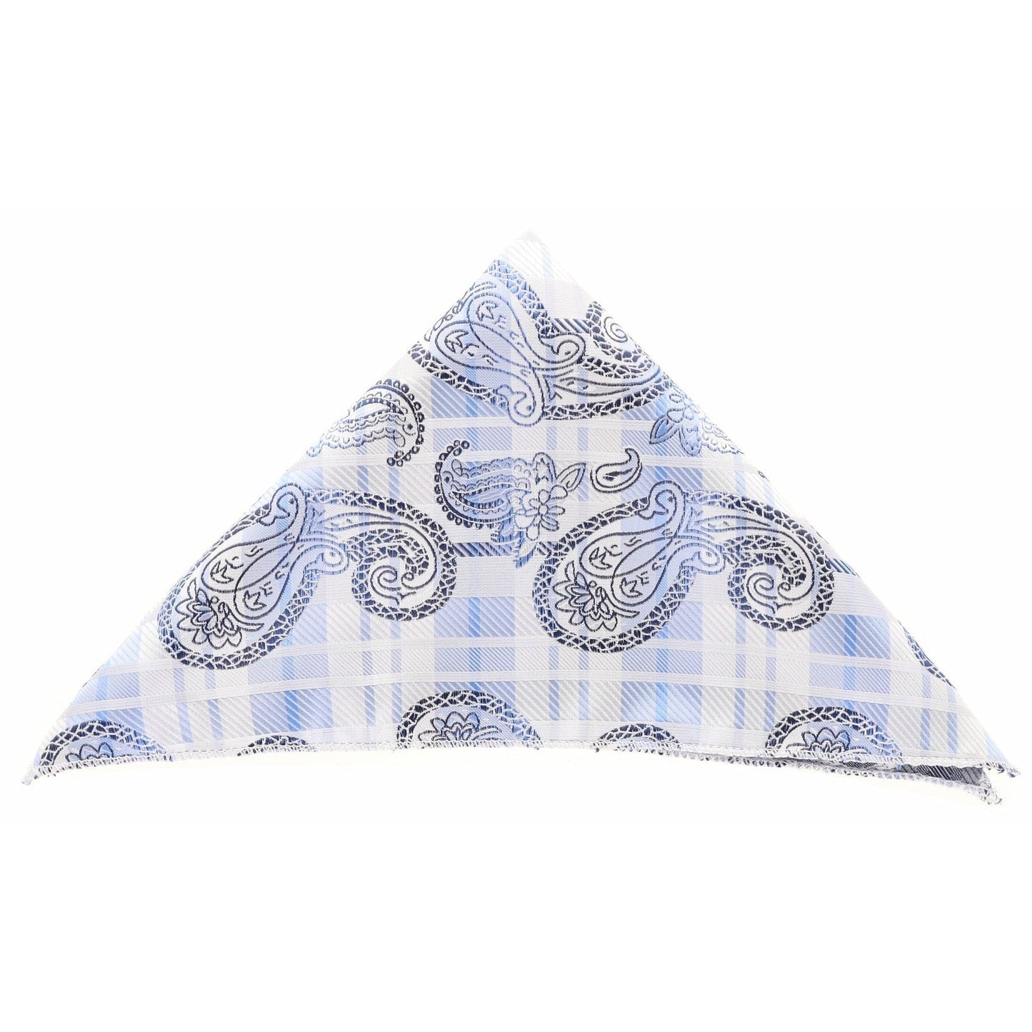 Vittorio Farina Men's Paisley Design Microfiber Pocket Square - Suits You Sir - Sky Blue Paisley - 