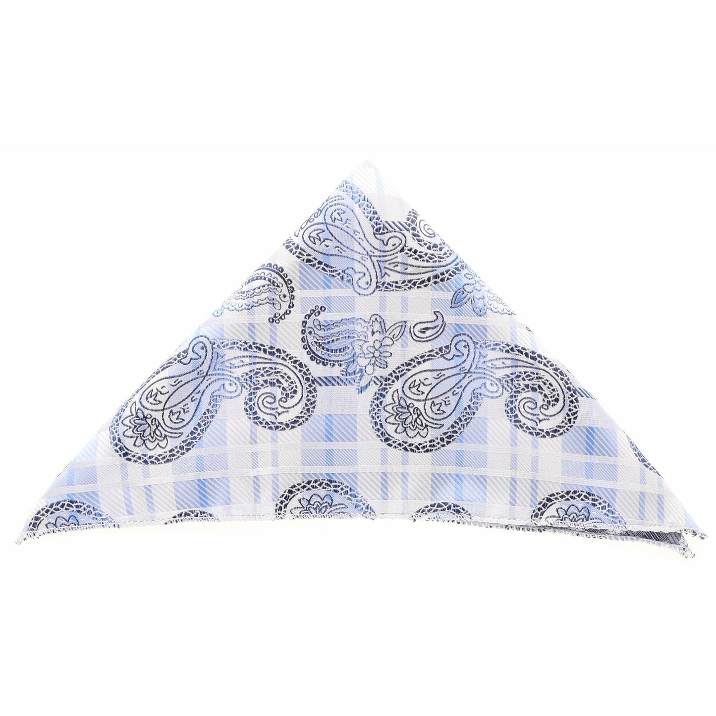 Vittorio Farina Men's Paisley Design Microfiber Pocket Square - Suits You Sir - Sky Blue Paisley - 
