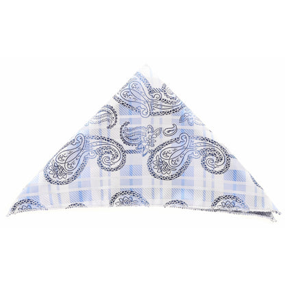 Vittorio Farina Men's Paisley Design Microfiber Pocket Square - Suits You Sir - Sky Blue Paisley - 