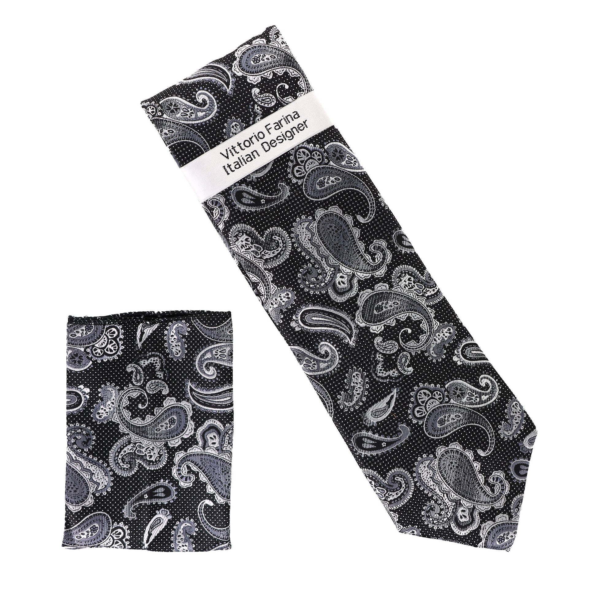 Vittorio Farina Men's Paisley Design Necktie & Pocket Square - Suits You Sir - D - 1357 - 