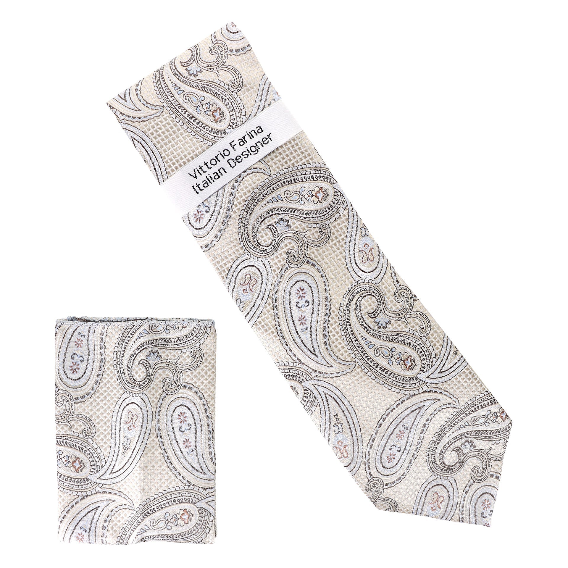 Vittorio Farina Men's Paisley Design Necktie & Pocket Square - Suits You Sir - D - 1377 - 