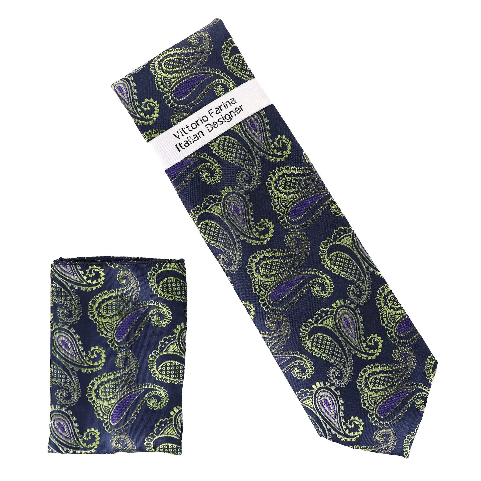 Vittorio Farina Men's Paisley Design Necktie & Pocket Square - Suits You Sir - D - 1377 - 
