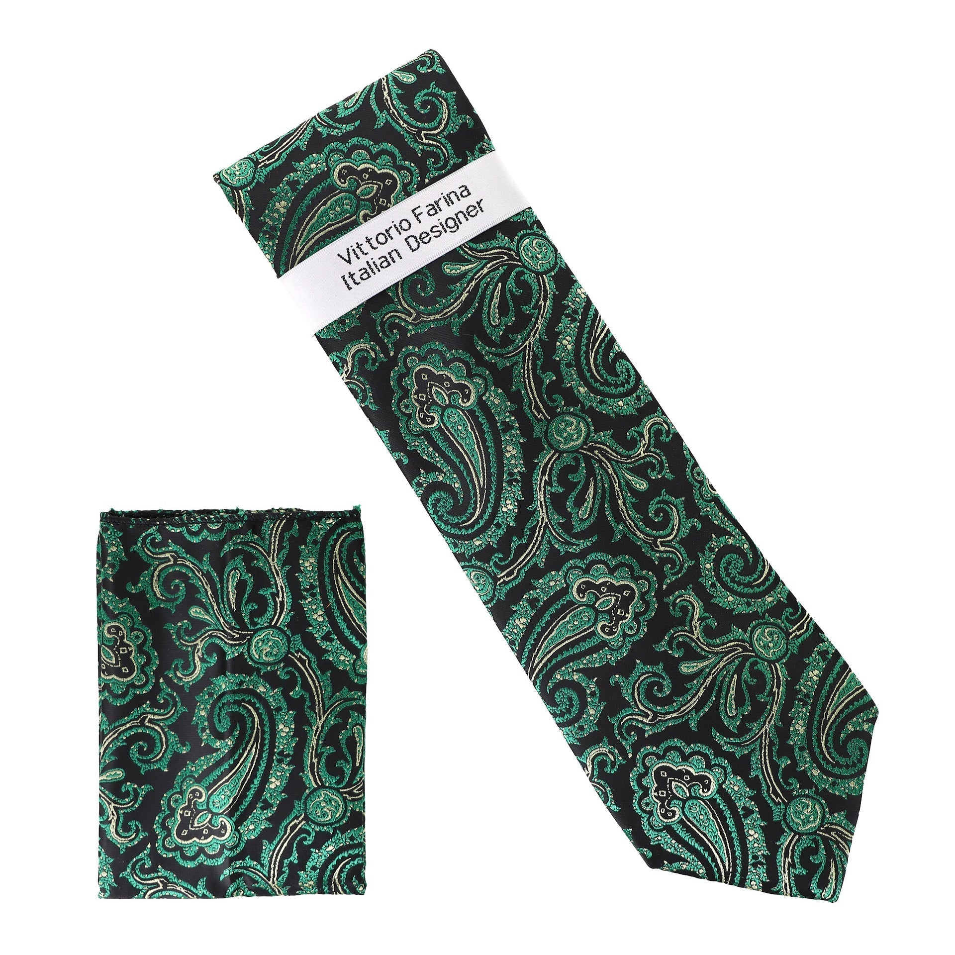 Vittorio Farina Men's Paisley Design Necktie & Pocket Square - Suits You Sir - D - 1377 - 