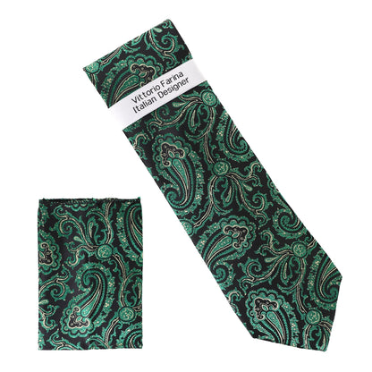 Vittorio Farina Men's Paisley Design Necktie & Pocket Square - Suits You Sir - D - 1377 - 