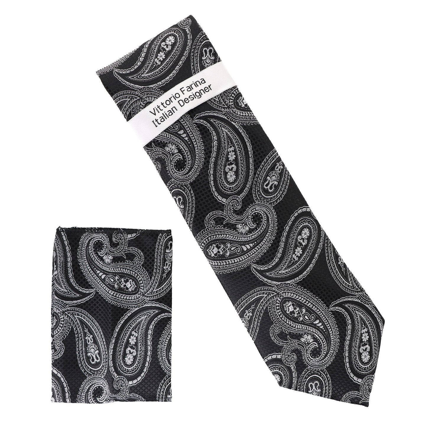 Vittorio Farina Men's Paisley Design Necktie & Pocket Square - Suits You Sir - D - 1377 - 