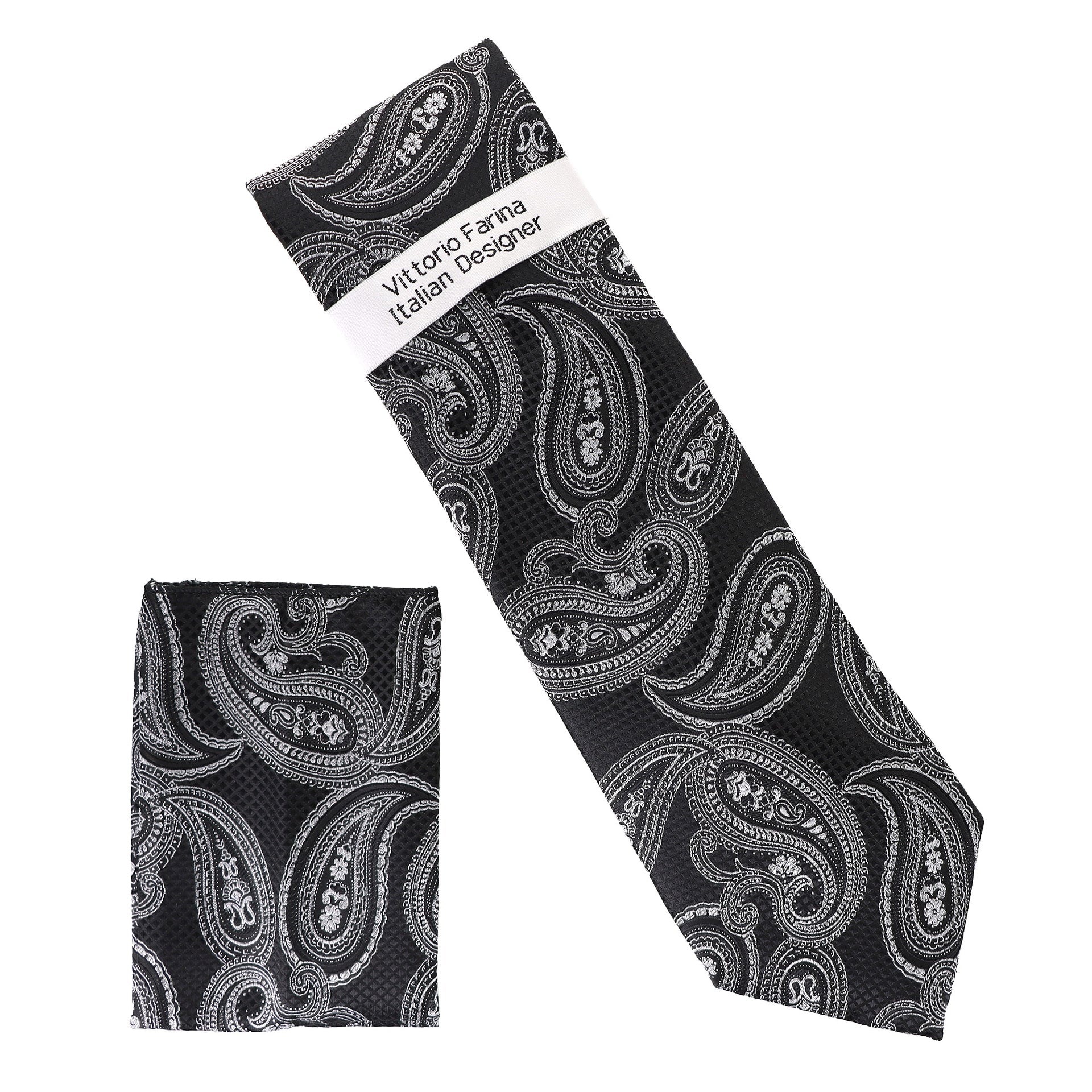 Vittorio Farina Men's Paisley Design Necktie & Pocket Square - Suits You Sir - D - 1377 - 