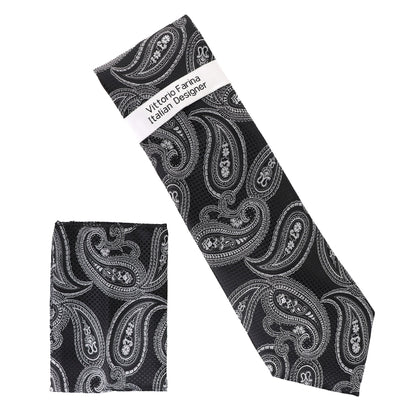 Vittorio Farina Men's Paisley Design Necktie & Pocket Square - Suits You Sir - D - 1377 - 