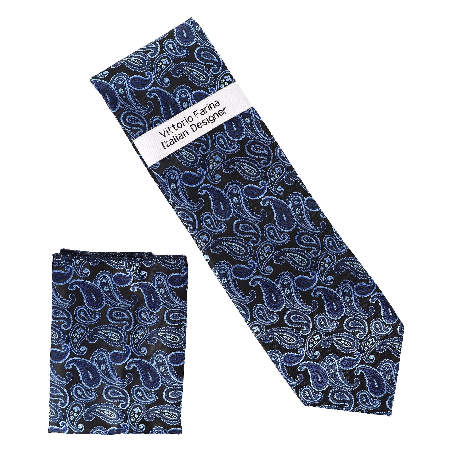 Vittorio Farina Men's Paisley Design Necktie & Pocket Square - Suits You Sir - D - 1377 - 