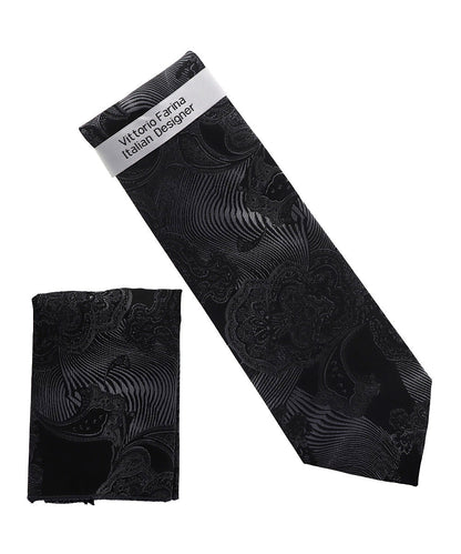 Vittorio Farina Men's Paisley Design Necktie & Pocket Square - Suits You Sir - NH - D_1464 - 