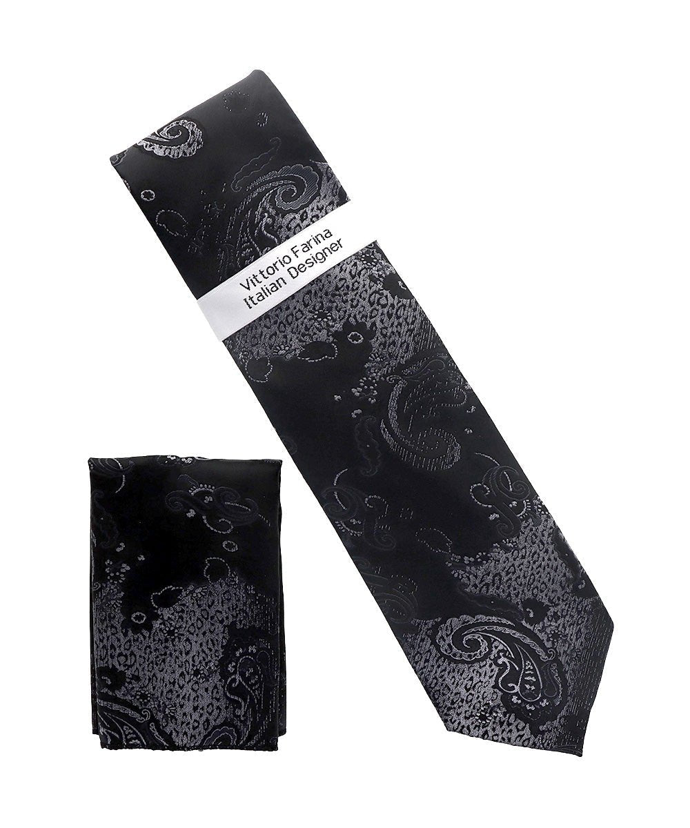 Vittorio Farina Men's Paisley Design Necktie & Pocket Square - Suits You Sir - NH - D_1473 - 