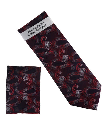 Vittorio Farina Men's Paisley Design Necktie & Pocket Square - Suits You Sir - NH - D_1494 - 