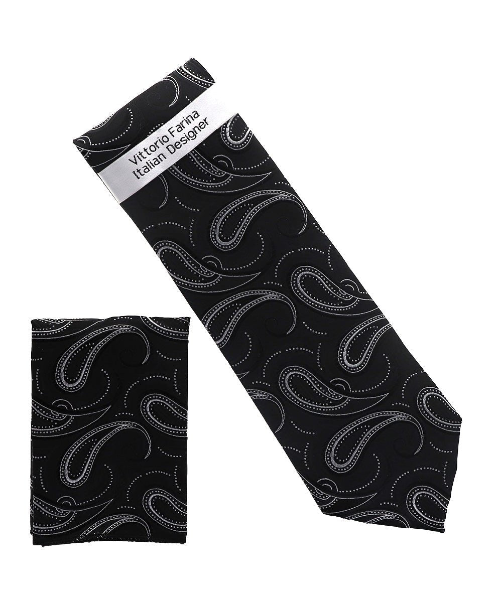 Vittorio Farina Men's Paisley Design Necktie & Pocket Square - Suits You Sir - NH - D_1505 - 