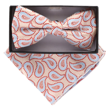 Vittorio Farina Men's Paisley Design Satin Bow Tie & Pocket Square in Gift Box - Suits You Sir - BH - 21035 - 