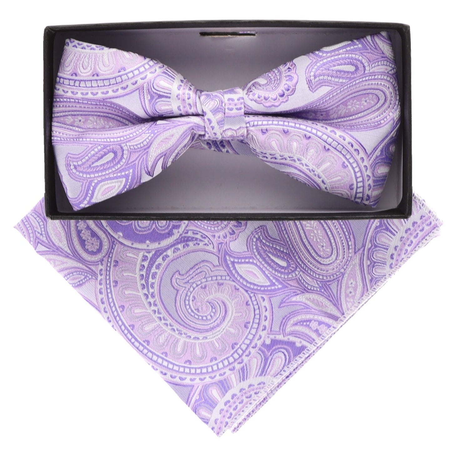 Vittorio Farina Men's Paisley Design Satin Bow Tie & Pocket Square in Gift Box - Suits You Sir - BH - 21036 - 