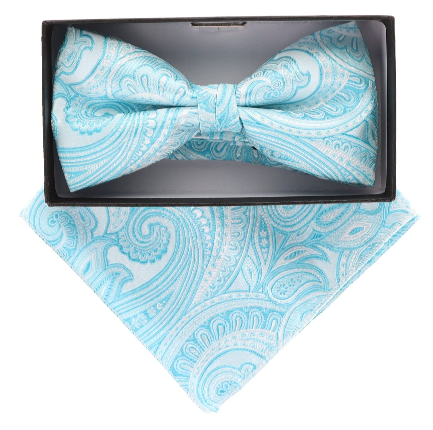 Vittorio Farina Men's Paisley Design Satin Bow Tie & Pocket Square in Gift Box - Suits You Sir - BH - 21036 - 