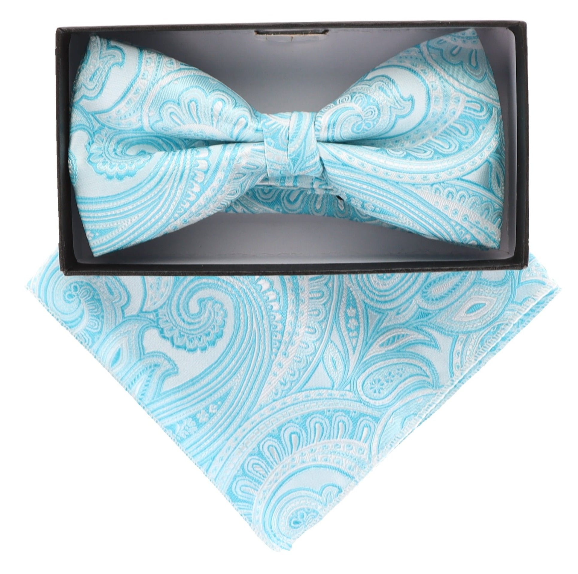 Vittorio Farina Men's Paisley Design Satin Bow Tie & Pocket Square in Gift Box - Suits You Sir - BH - 21036 - 