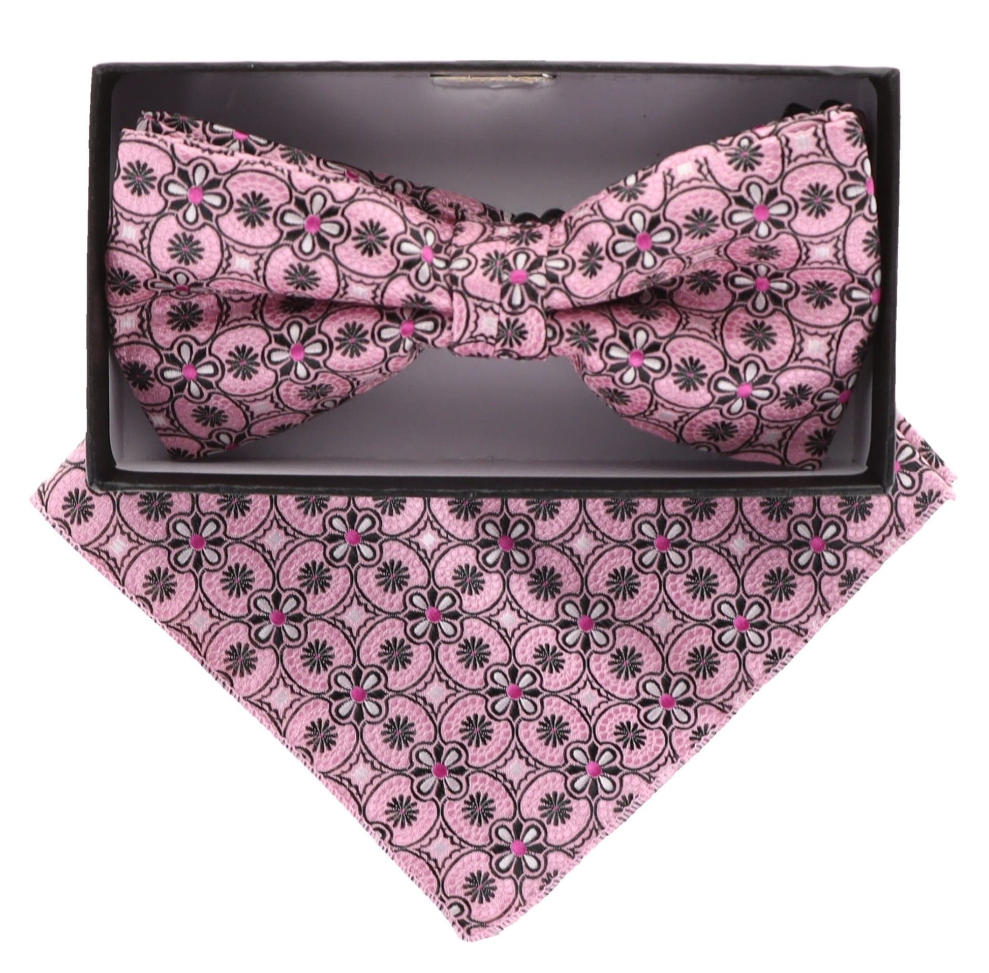 Vittorio Farina Men's Paisley Design Satin Bow Tie & Pocket Square in Gift Box - Suits You Sir - BH - 21036 - 