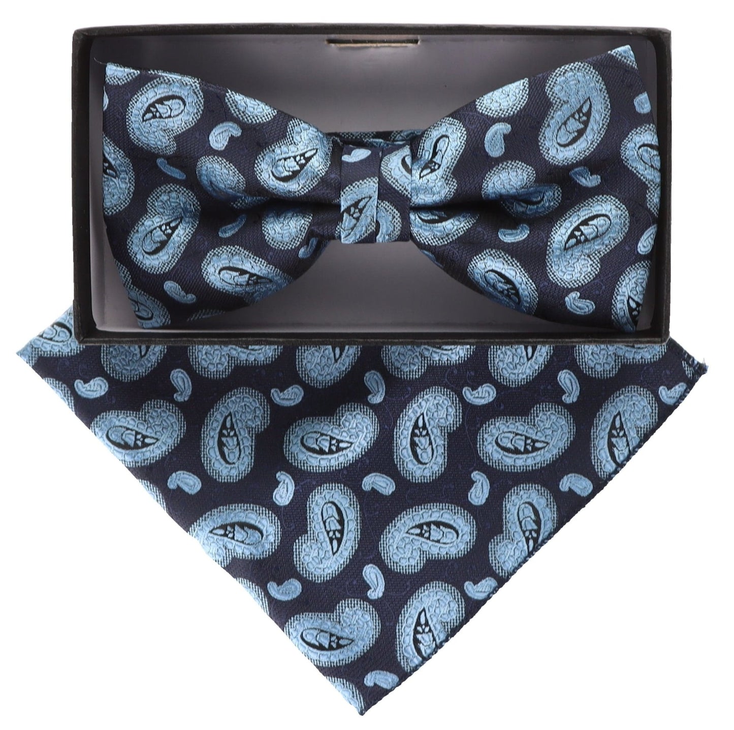 Vittorio Farina Men's Paisley Design Satin Bow Tie & Pocket Square in Gift Box - Suits You Sir - BH - 21036 - 