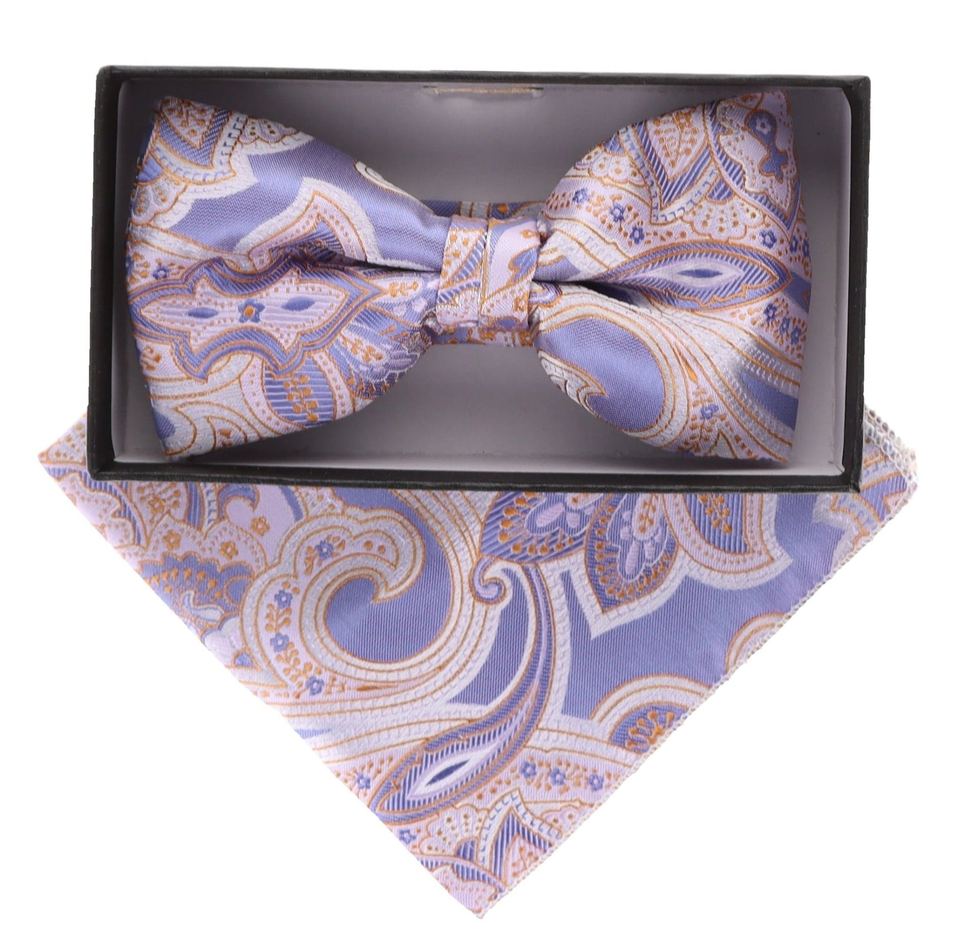 Vittorio Farina Men's Paisley Design Satin Bow Tie & Pocket Square in Gift Box - Suits You Sir - BH - 21036 - 