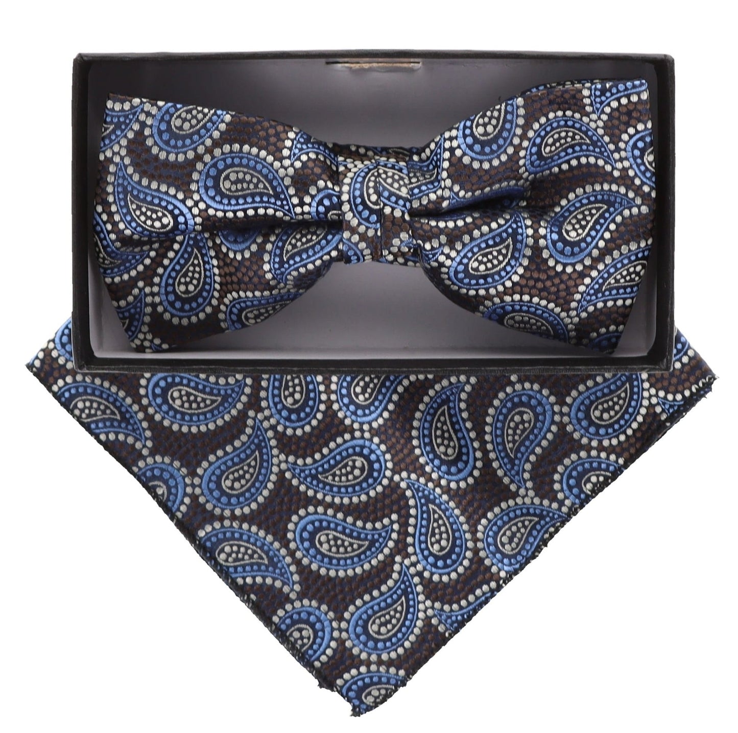 Vittorio Farina Men's Paisley Design Satin Bow Tie & Pocket Square in Gift Box - Suits You Sir - BH - 21036 - 