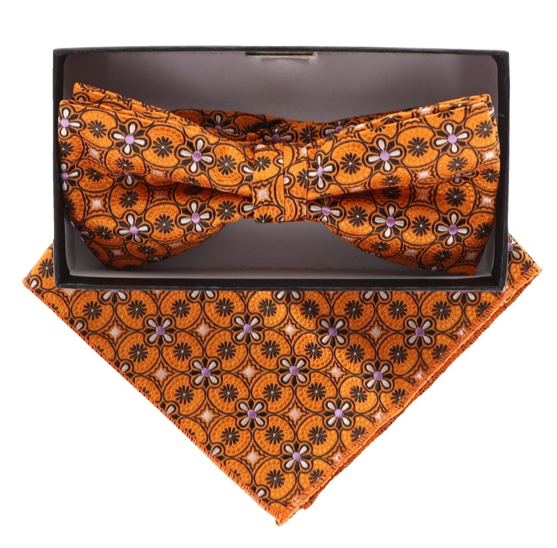 Vittorio Farina Men's Paisley Design Satin Bow Tie & Pocket Square in Gift Box - Suits You Sir - BH - 21036 - 