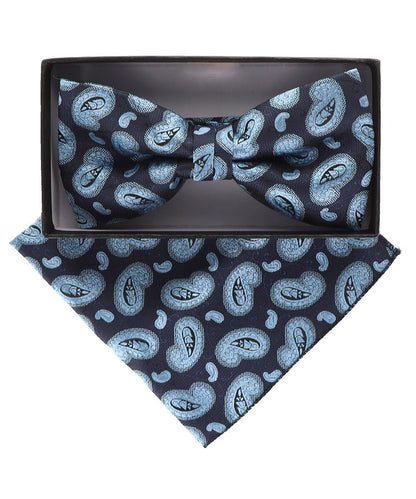 Vittorio Farina Men's Paisley Design Satin Bow Tie & Pocket Square in Gift Box - Suits You Sir - BH - 21036 - 
