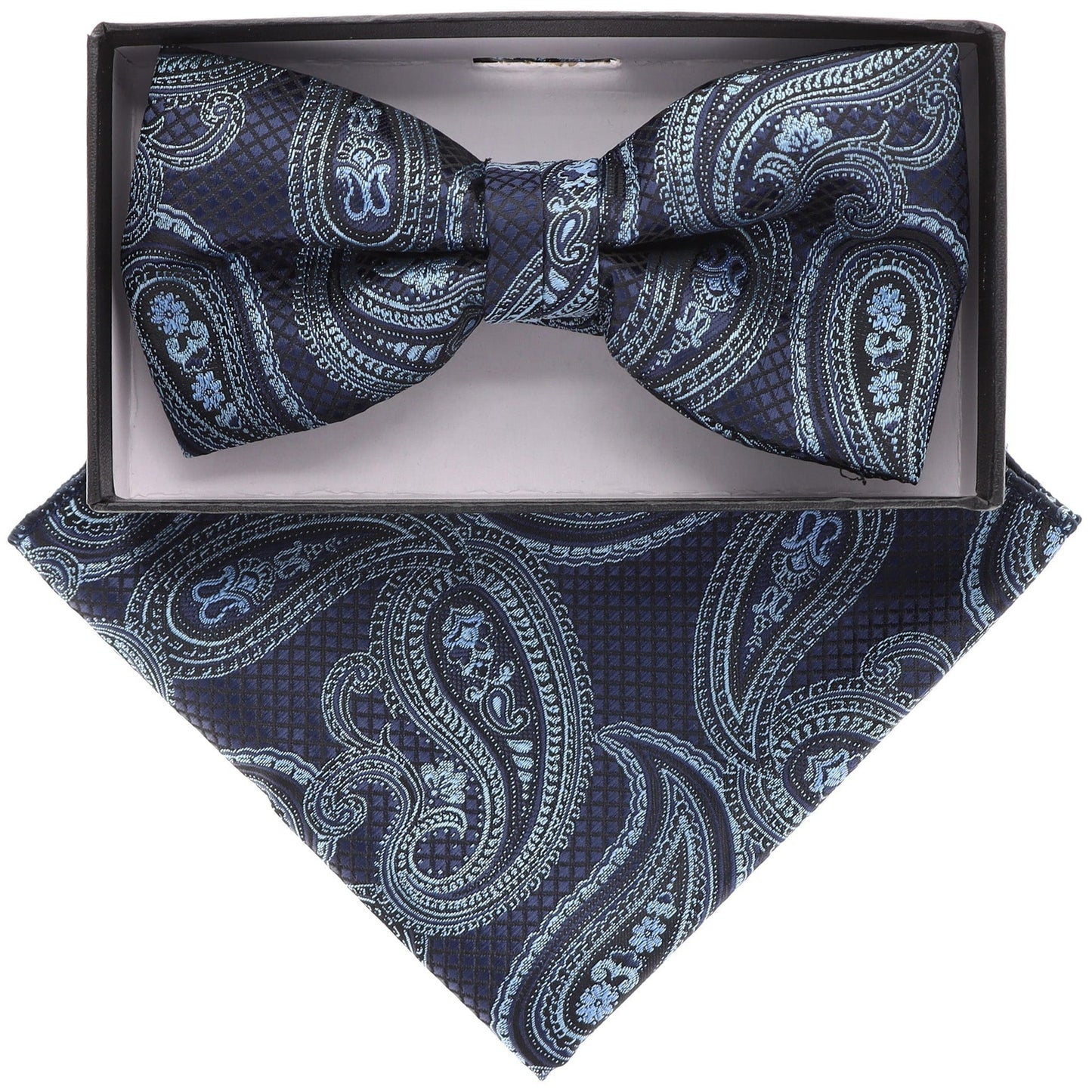 Vittorio Farina Men's Paisley Design Satin Bow Tie & Pocket Square in Gift Box - Suits You Sir - BH - 21066 - 