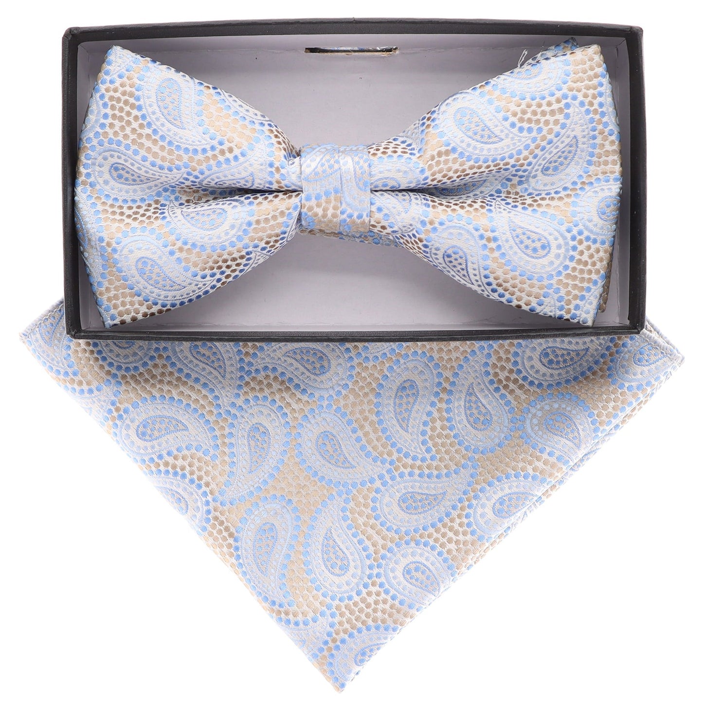 Vittorio Farina Men's Paisley Design Satin Bow Tie & Pocket Square in Gift Box - Suits You Sir - BH - 21104 - 
