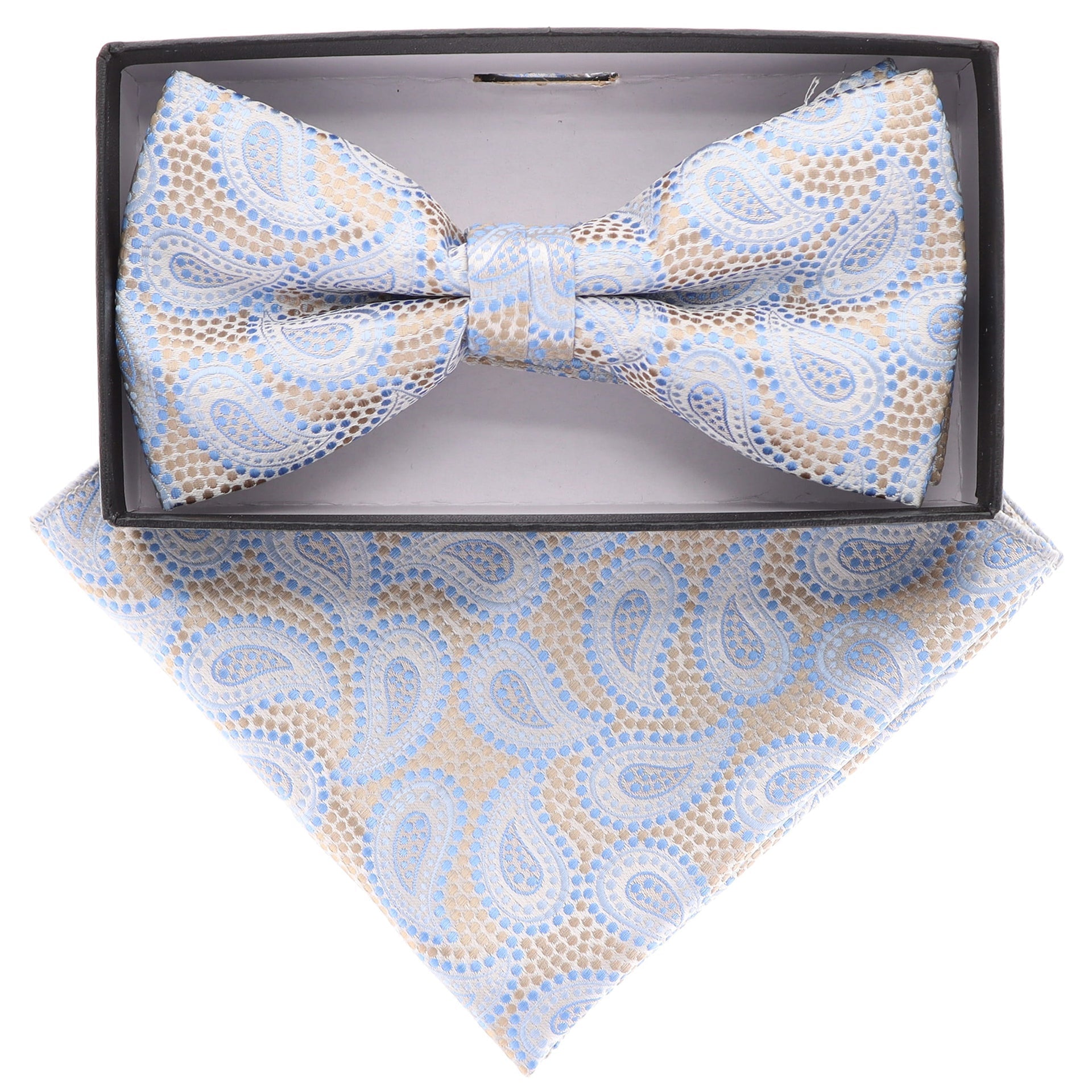 Vittorio Farina Men's Paisley Design Satin Bow Tie & Pocket Square in Gift Box - Suits You Sir - BH - 21104 - 