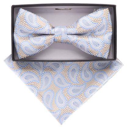 Vittorio Farina Men's Paisley Design Satin Bow Tie & Pocket Square in Gift Box - Suits You Sir - BH - 21104 - 