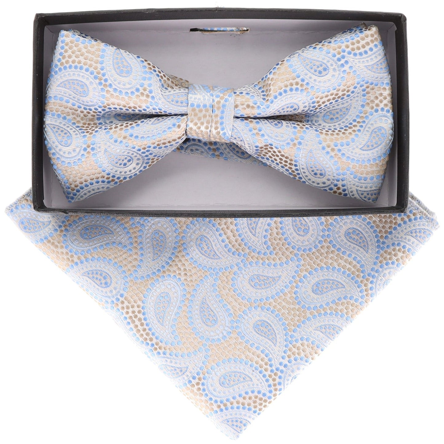 Vittorio Farina Men's Paisley Design Satin Bow Tie & Pocket Square in Gift Box - Suits You Sir - BH - 21113 - 
